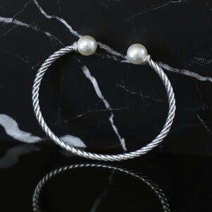 David Yurman Sterling Silver Solari Bracelet Pearl with Diamonds size Medium